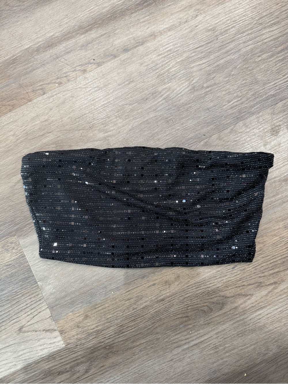 Naked Wardrobe Black Sparkle sequin Bandeau Tube Top Size Medium NWOT